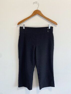 Vintage Black Capri Pants with Button Detail / Y2K / Made in Canada